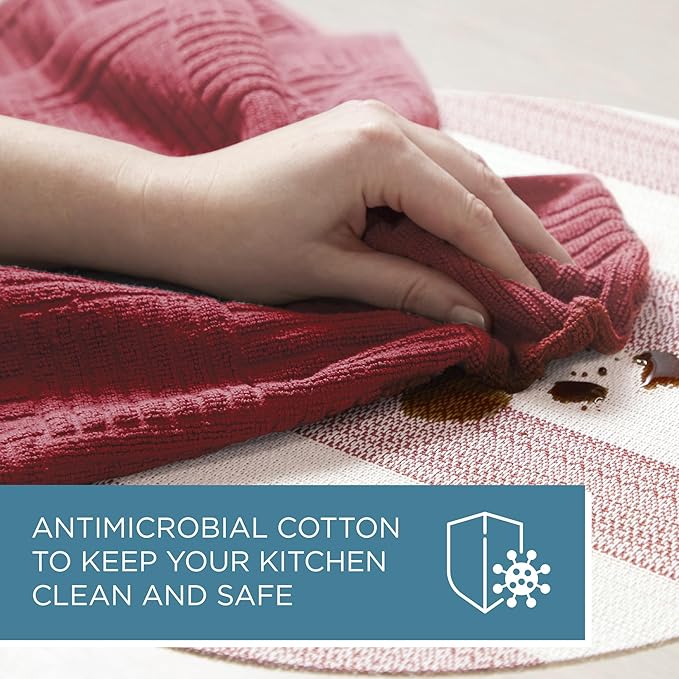 Town & Country Basics Basketweave Antimicrobial Terrycloth Kitchen Towel 4-Pack