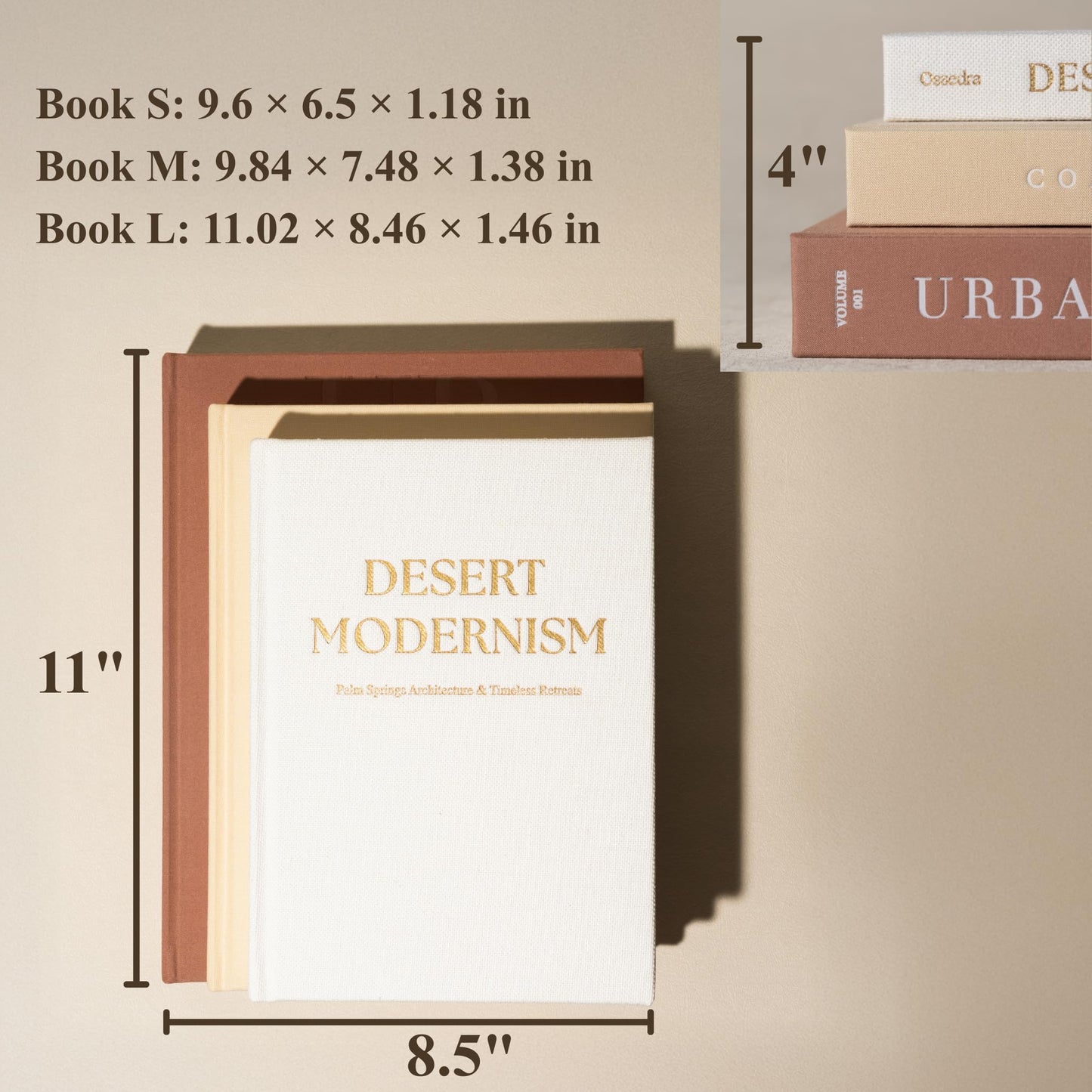 Ossedra Decorative Books for Home Decor - Set of 3 Real Linen Hardcover Books with Blank Pages - Modern Farmhouse Coffee Table Decor, Shelf & Entryway Styling Accent (Neutral Tones)