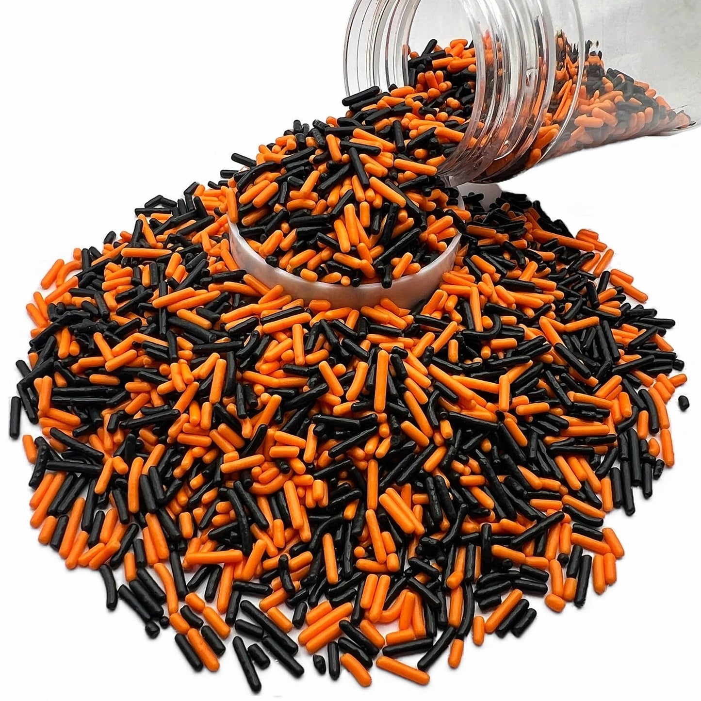 SE Si&Moos Black and Orange Sprinkles Edible Black and Orange Jimmies Soft Jimmy Sprinkles Halloween Cake Decorations Christmas Cookie Decorations for Cake Decorating,Ice Cream Toppings & Baking 2.75 OZ