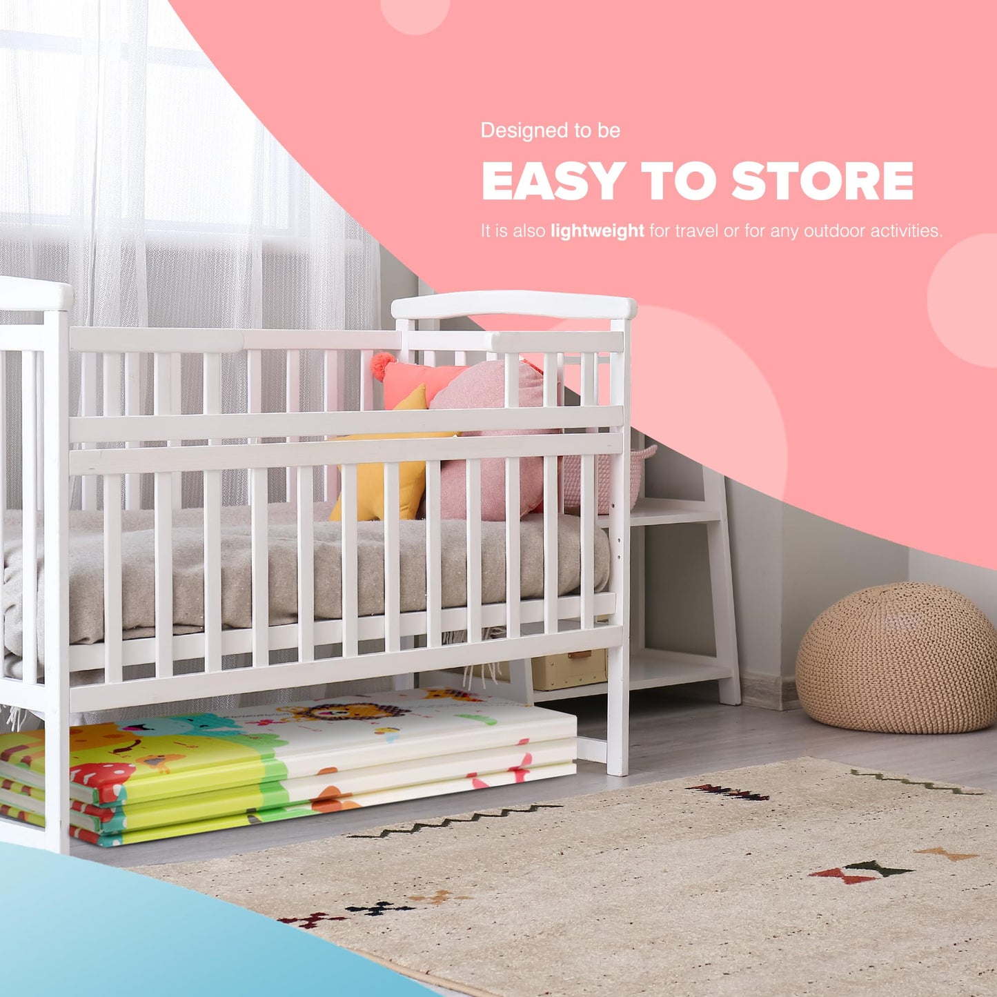 kidoola Reversible Large Baby Play Mat | Soft Playmat for Baby's Crawling, Tummy Time | Thick Floor Mats for Children, Toddlers & Babies | Play Mats for Floor in Bedroom, Nursery & Playroom (Style 1)