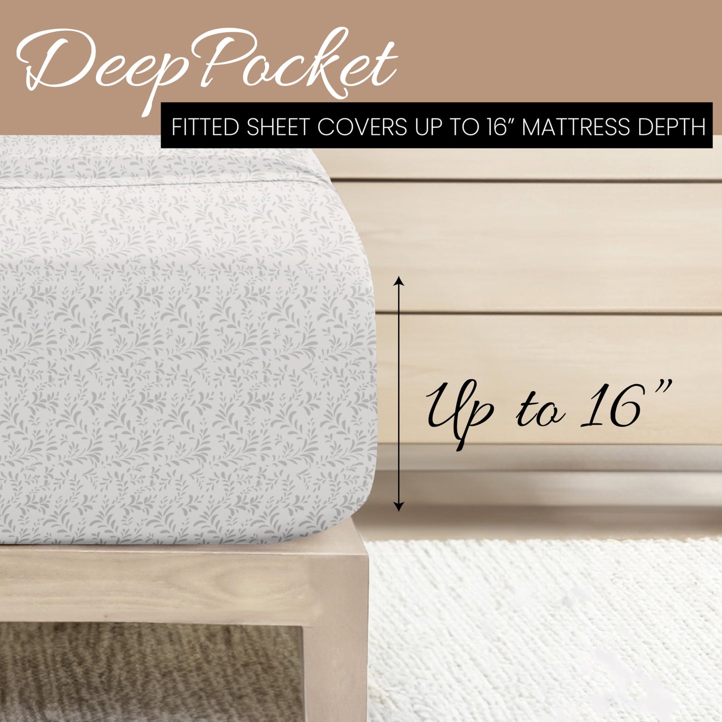 Linen Market 4 Piece King Size Sheets (Gray Vines) - Sleep Better Than Ever with These Ultra-Soft & Cooling King Sheets for Your King Size Bed - Deep Pocket Fits 16" Mattress