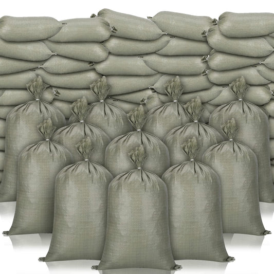 Nuenen 300 Pieces Heavy Duty Sand Bags with Ties Empty Woven Polypropylene Sand Bags Bulk for Hurricane Flooding, Sand Bags Flood Protection, Store Bags, 14" x 26"