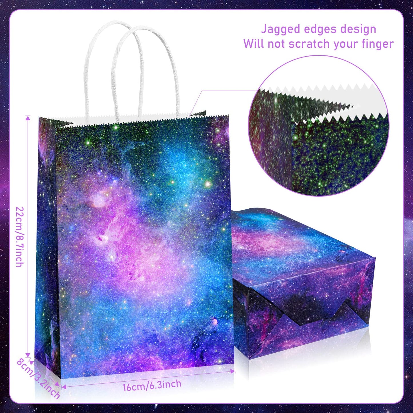 Containlol 16 Pcs Galaxy Party Bags Outer Space Party Gift Bags Goody Candy Boxes for Solar System Planet Birthday Baby Shower Supplies