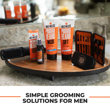 Wild Willies Beard Growth Kit - Premium Derma Roller & Beard Boost Serum - Microneedle Roller & Beard Hair Growth Serum with Biotin & Caffeine for Fuller Beard, Scalp Care - Easy to Use Kit with Case
