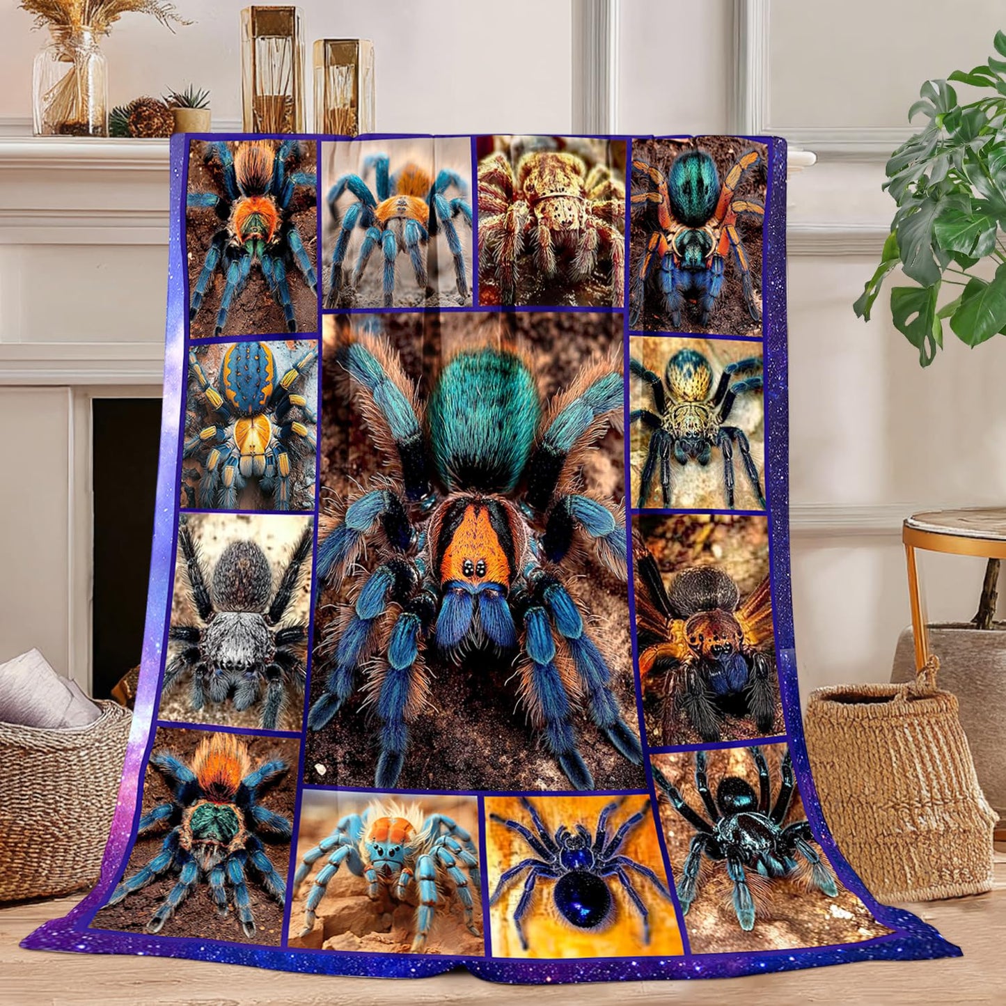 Spider Blanket Spider Decor Cozy Animal Throw Super Soft Plush Flannel Fleece Blanket Gift for Kids Adults Men Women Ultra Warm & Lightweight Flannel, 60"X50"