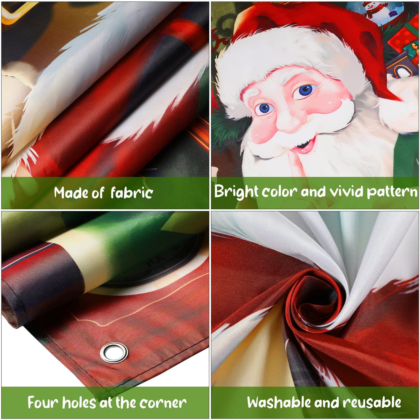 Christmas Door Cover Decoration Santa Claus Front Door Cover Xmas Hanging Banner Santa Background for Home Holiday Christmas Decoration