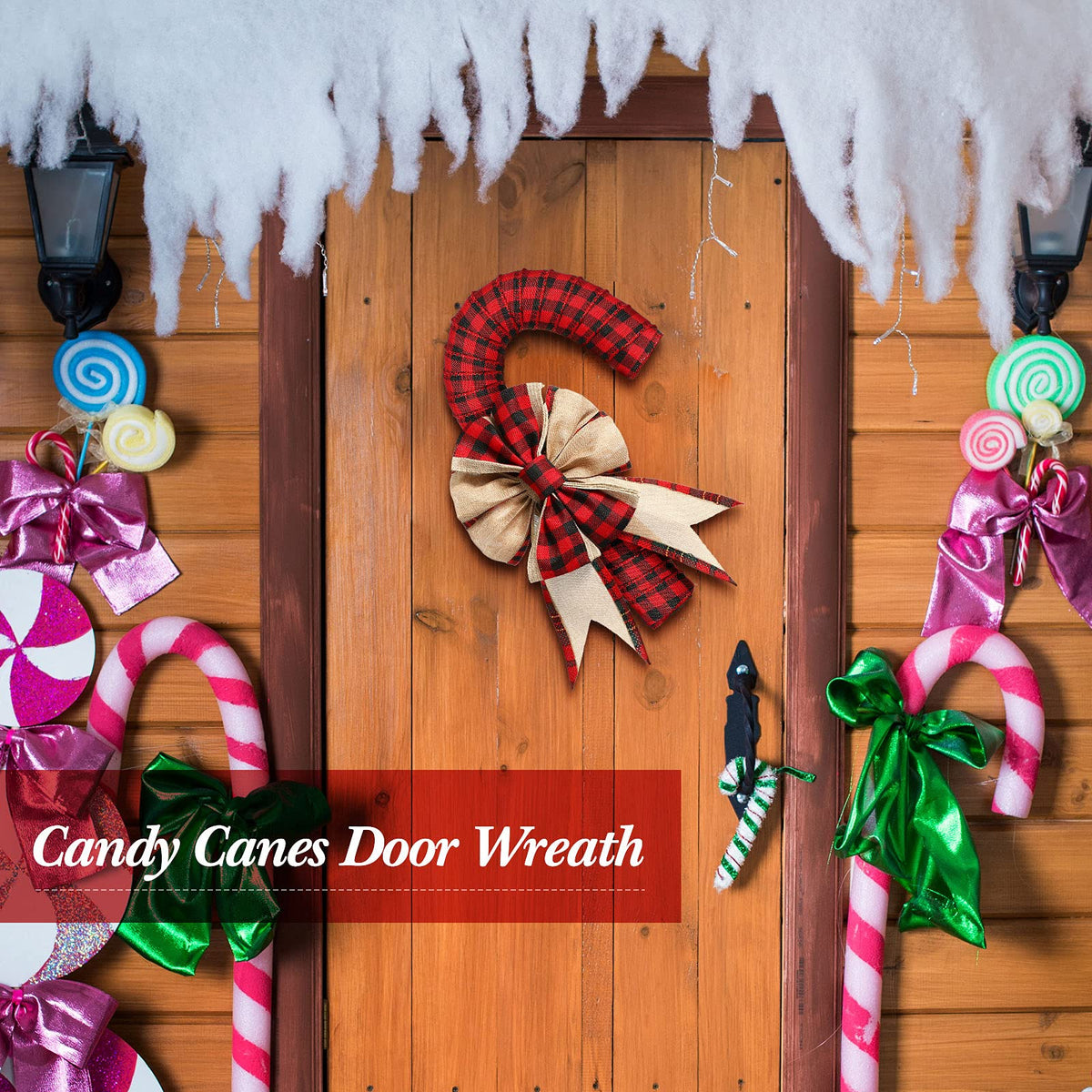 6 Pieces Christmas Candy Cane Shaped Wire Wreath Frame Holiday Metal Wire Flower Wreath J Letter Rings for DIY Christmas New Year Valentines Party Decoration (16 Inches)