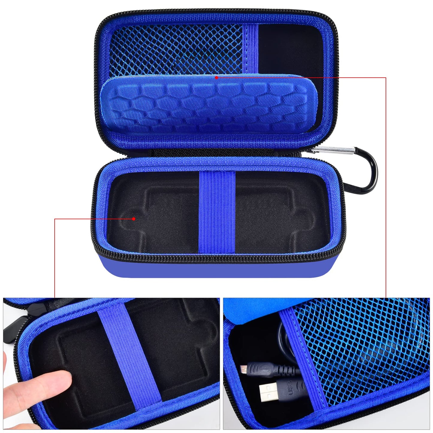 Case Compatible with Samsung T7/ T7 Touch Portable SSD 1TB 2TB 500GB USB 3.2 External Solid State Drive, Travel Carrying Storage Organizer Fits for USB Cables and More Accessories-Box Only (blue)