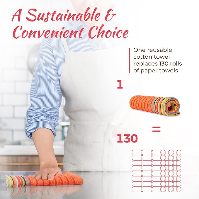 THREAD SPREAD Kitchen Dish Towels, 100% Cotton Salsa Towels, Highly Absorbent