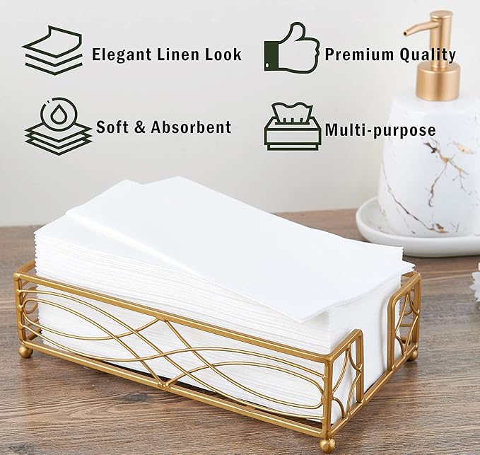 FOCUSLINE 200 Disposable Bathroom Napkins, Linen-Feel Paper Guest Towels