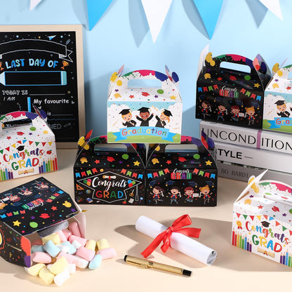 Tenceur 30 Pack Preschool Kindergarten Graduation Treat Boxes 2026 Congrats Grad Kindergarten Candy Goodie Cardboard Boxes with Handle for Kids Graduation Party Favors Gifts Bag