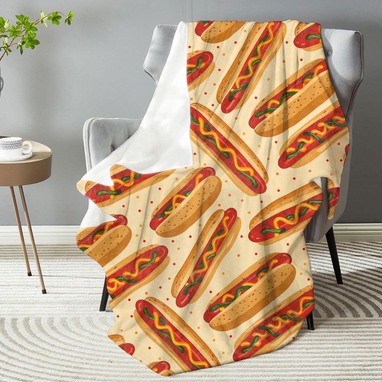 dhakalrlde Funny Hotdog Blanket - Soft, Comfy, Lightweight, Warm, and Fuzzy Flannel Throw Blanket for Boys and Men - Ideal for Couch, Travel, Bed, Office,Home Decor - 50x60 in