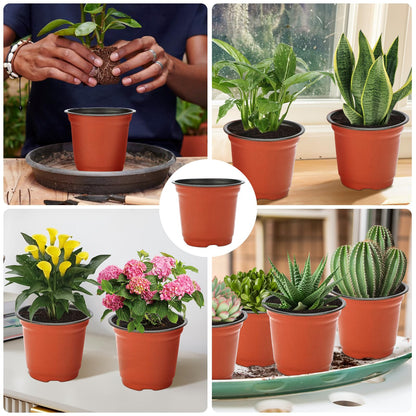 KINGLAKE 50Pcs Plastic Plant Pots 15 cm Nursery Seedlings Pots Seed Starting Pots Flower Plant Container