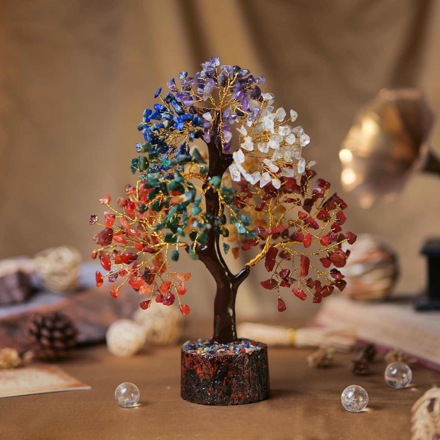 Seven Chakra Tree of Life, Crystal Tree for Positive Energy - Feng Shui Tree, Artificial Tree, Crystal Decoration, Money Tree, Handmade 7 Chakra Tree, Stone Tree, Healing Crystals, Spiritual Gifts