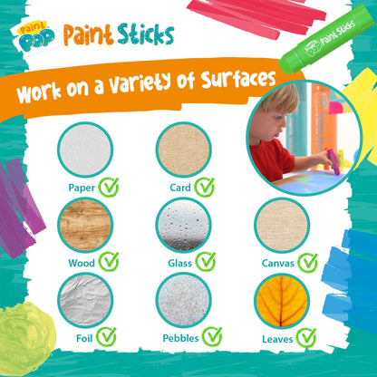 Paint Pop Paint Sticks For Kids - 30 Pack Assorted Colours & Giant Storage Tube - Twist & Paint, Mess-Free, Fast Drying Action, Easy Clean Up, Vibrant Colours, Multi-Surface,0.5 Liters