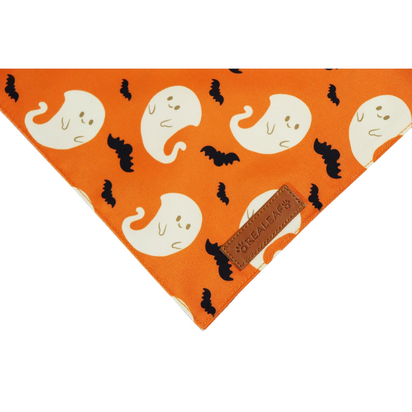 Realeaf Halloween Dog Bandanas 2 Pack, Spider Web Ghosts Bibs, Triangle Reversible Fall Pet Scarf, Premium Durable Fabric, Adjustable Fit (Halloween, Large)