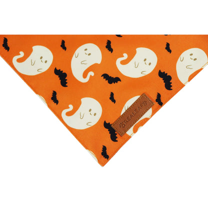 Realeaf Halloween Dog Bandanas 2 Pack, Spider Web Ghosts Bibs, Triangle Reversible Fall Pet Scarf, Premium Durable Fabric, Adjustable Fit (Halloween, Large)