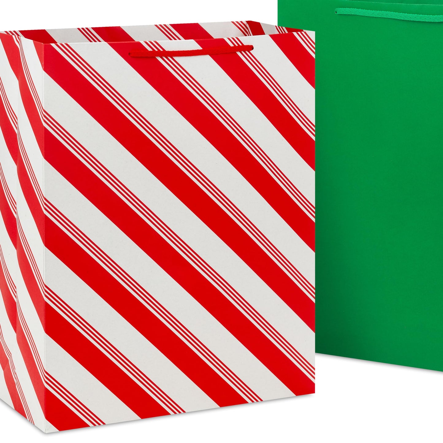 Hallmark Red, Green and White Bulk Gift Bags Assortment (12 Bags: 5 Medium 9", 4 Large 13", 3 Extra Large 15") Stripes, Polka Dots, Solids for Christmas, Birthdays, Holidays