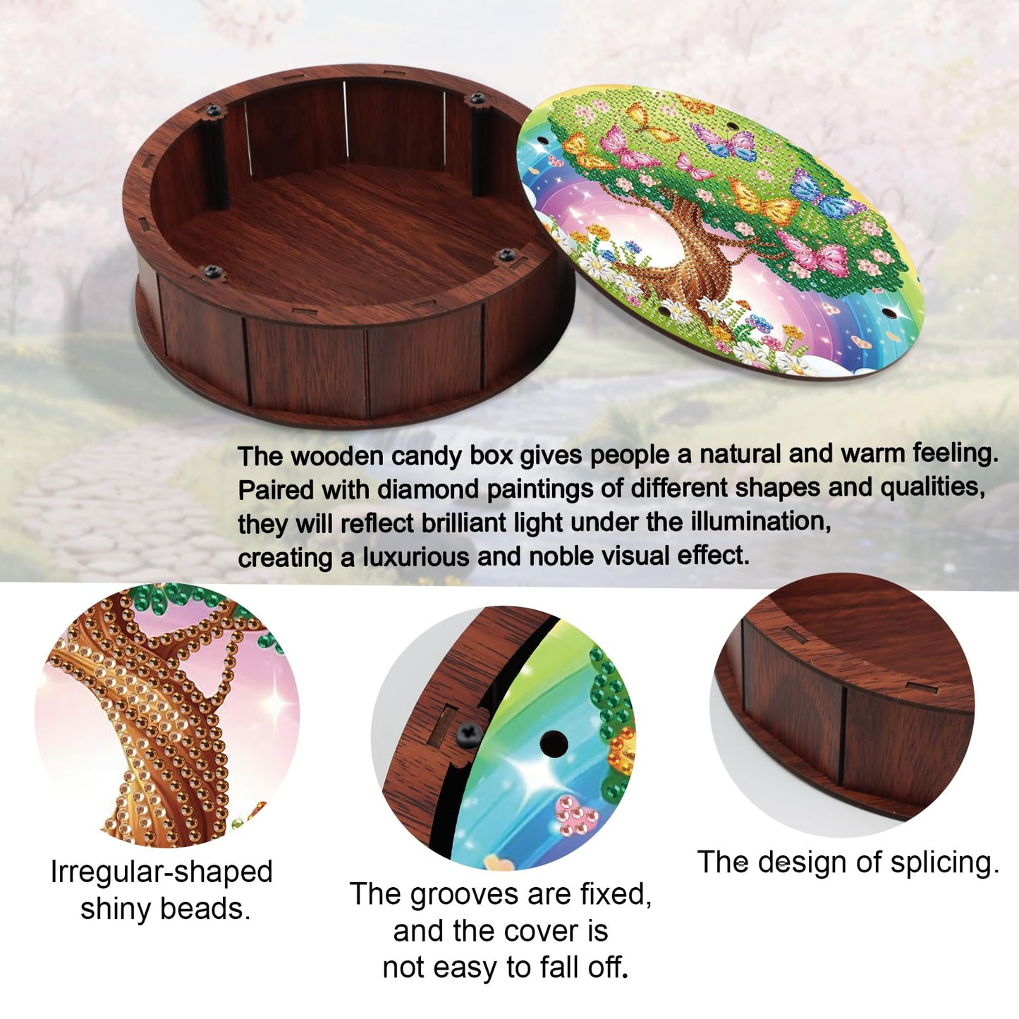 JZHYOAN Butterfly Diamond Art Snack Box with Lid DIY Animal Special Pattern Holder Box Diamond Painting Wood Container Holder Movie Snack Tray Organizer for Home Relaxing Desktop Snack Storage Decor