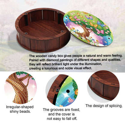 JZHYOAN Butterfly Diamond Art Snack Box with Lid DIY Animal Special Pattern Holder Box Diamond Painting Wood Container Holder Movie Snack Tray Organizer for Home Relaxing Desktop Snack Storage Decor
