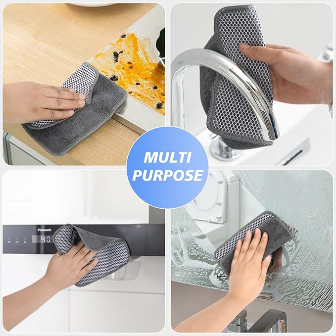 KinHwa Kitchen Washcloths for Dishes Absorbent Microfiber Dish Cloths Quick Dry