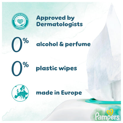 Pampers Harmonie Aqua Baby Wipes Plastic Free 24 Packs of 48 Wipes, 1152 Baby Wet Wipes, Help restore natural skin pH, Delicate lotion with 99 percent water