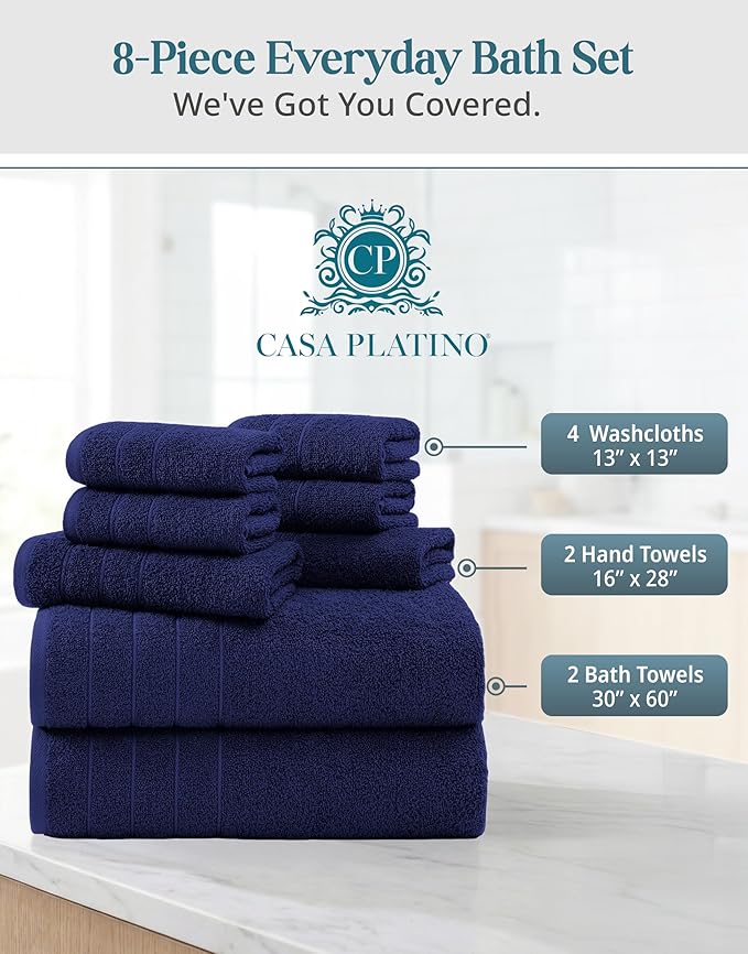 Casa Platino 100% Cotton Bath Towels