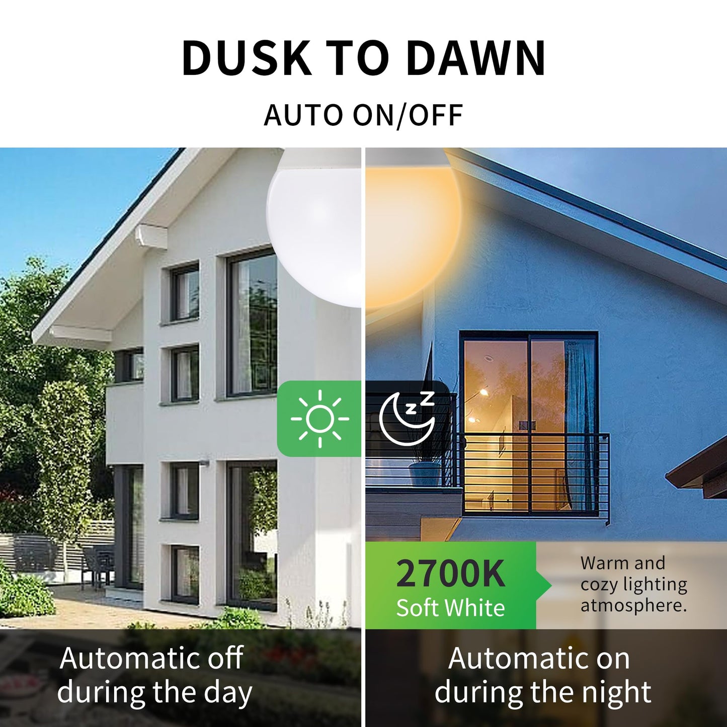 Dusk to Dawn Light Bulbs, Auto On/Off Light Sensing LED Bulbs Outdoor, Vintage Amber, Edison ST19 2-Pack, 6.5W 700LM 60W Equivalent, HQ-H027