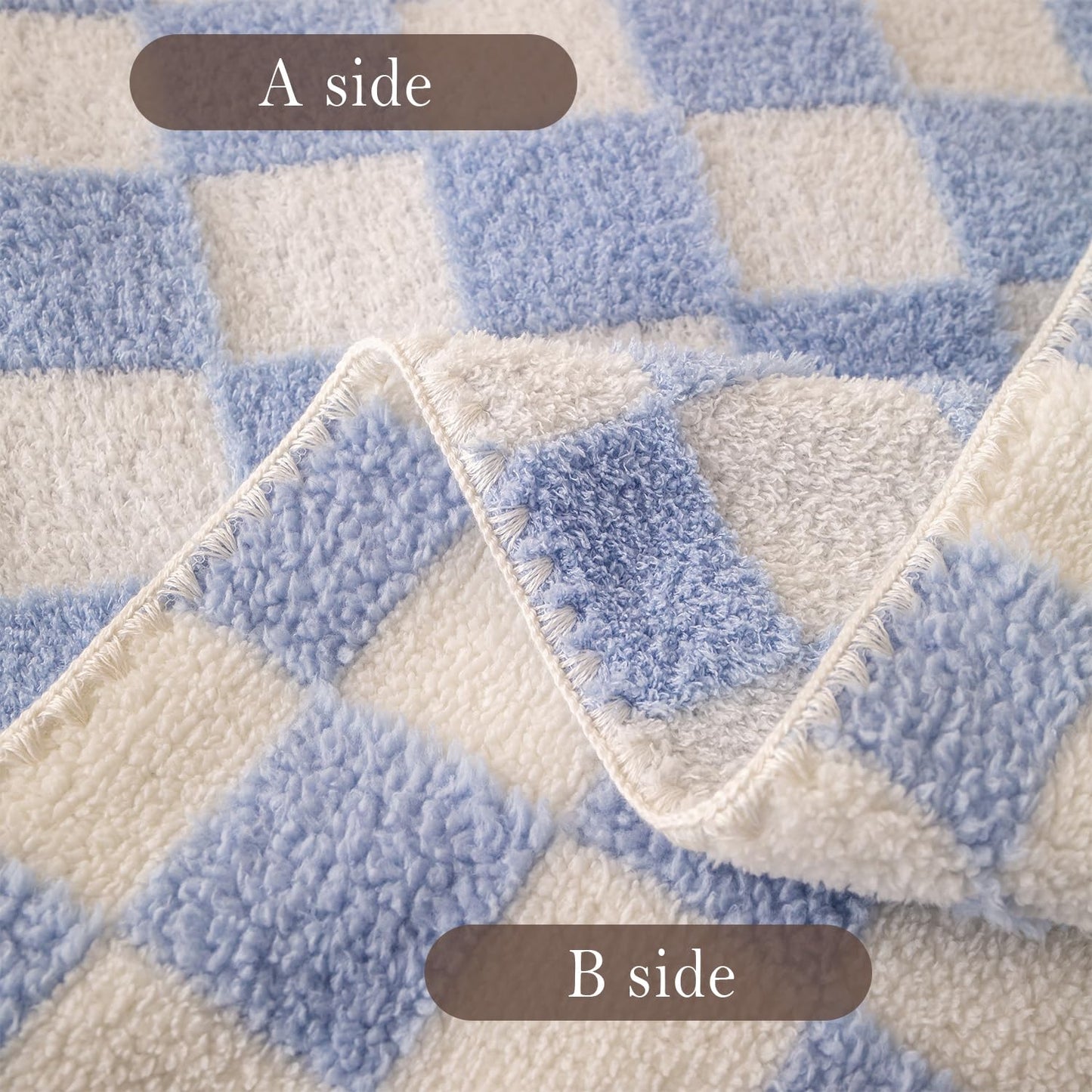 TrellisJoy 3D Print Cozy Fleece Blanket Soft Durable Throw for Sofa Bed Couch All Season Use,Checkerboard-Sky Blue 60" x 80"