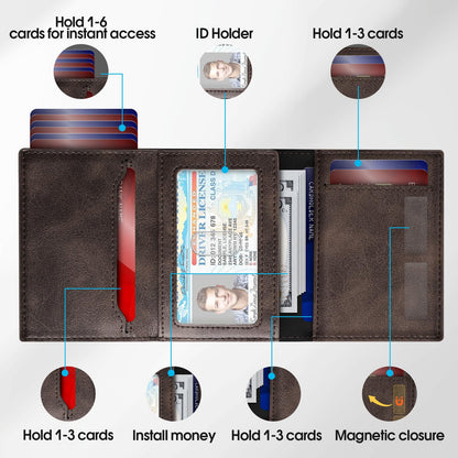GAOCHALE Mens Wallet for Samsung Smarttag2 Pop up Card Holder Compatible with Samsung Tag RFID Blocking Wallet for Men 10-14 Card Capacity | ID Window | Cash Slot(Coffee)
