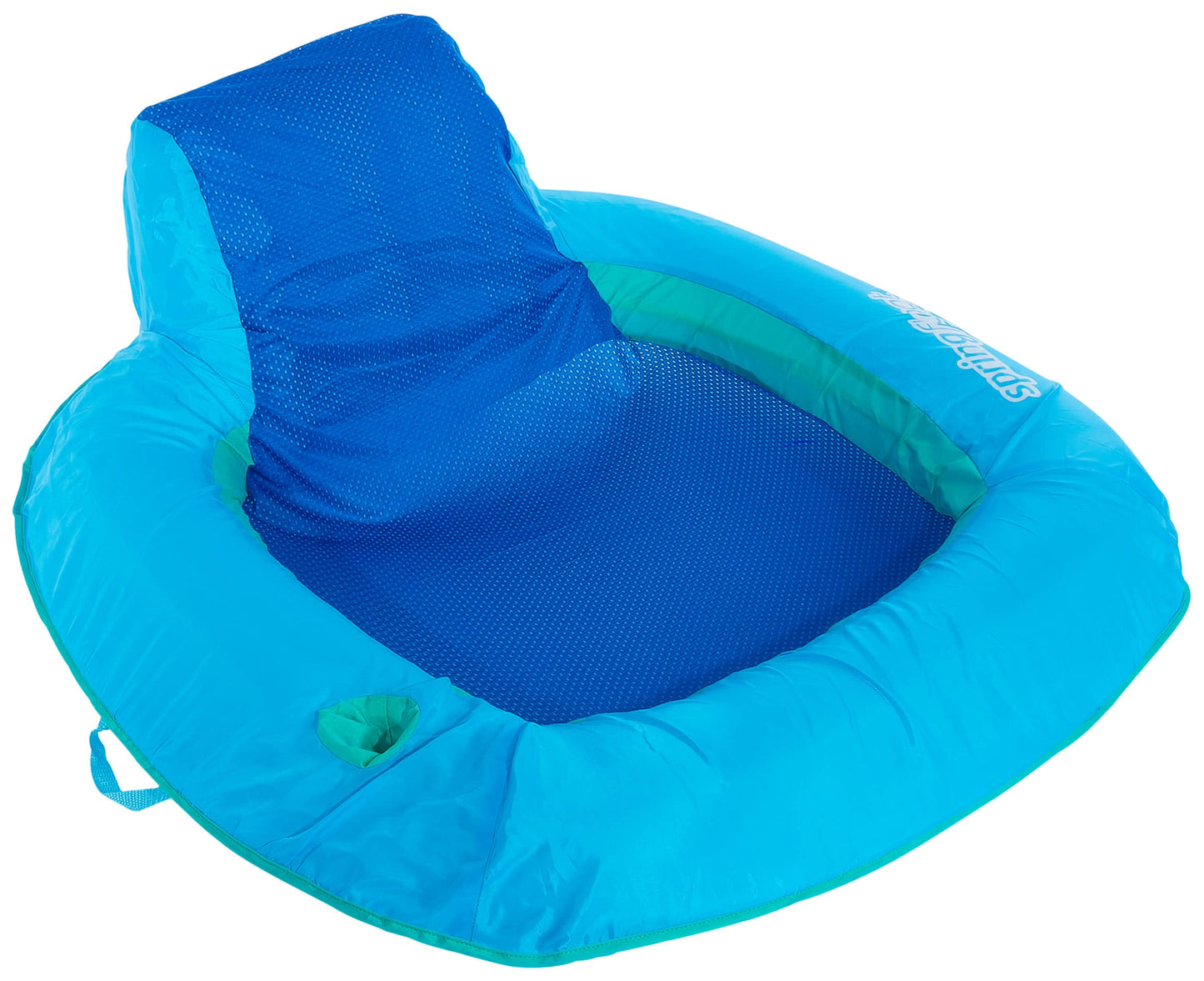 SwimWays Spring Float SunSeat Pool Lounge Chair, Inflatable Pool Floats Adult with Fast Inflation & Back Rest for Ages 15 & Up, Blue