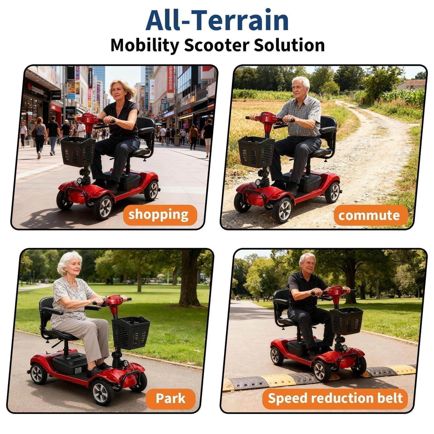 Foldable 4-Wheel Mobility Scooter for Adults & Seniors, 330LBS Heavy Duty, 20-Mile Range Electric Mobility Scooter, 3.7 MPH Lightweight Folding Mobility Scooter for Indoor Outdoor Travel