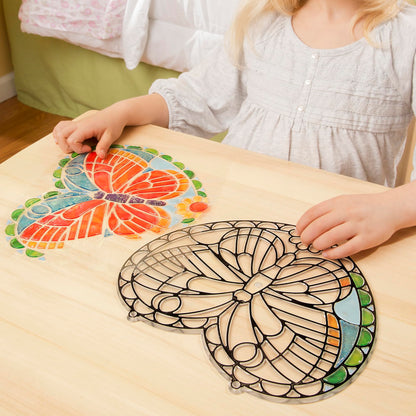 Melissa & Doug Stained Glass Butterfly Kit| Arts and Crafts for Children Age 5+ | Kids Activity Window Art Kit | Mess Free Activity | Gifts for Boys & Girls