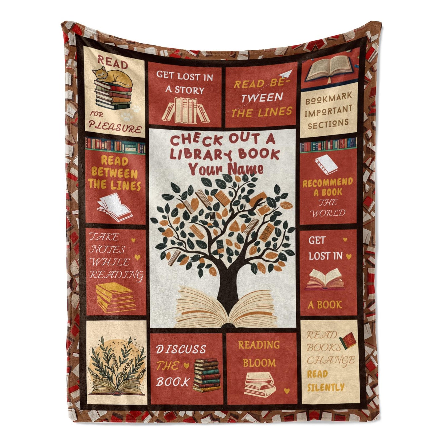 Jekeno Personalized Book Gifts for Women Men, Book Blanket Print, Custom Blanket with Name Flannel Blankets Customized Throw Blankets 50"x60"