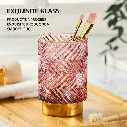 LEICURACE Makeup Brush Holder Organizer,Toothbrush Holders,Desk Pen Pencil Holder,Multifunctional Vintage Glass Brush Cup（A40-4-US）