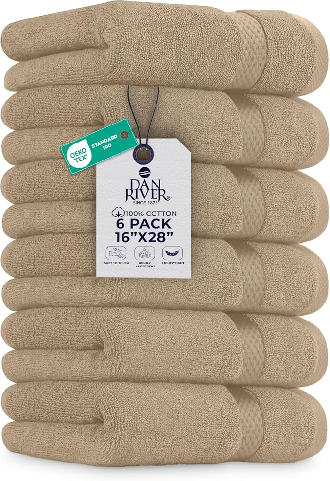 DAN RIVER 6-Pack Premium Hand Towels