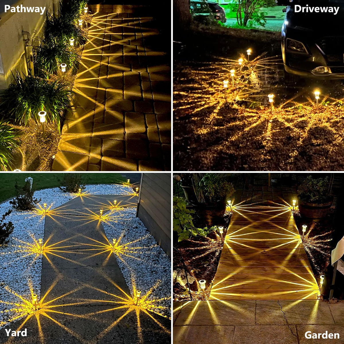 Gorrzai Solar Lights Outdoor 15 Pack Solar Pathway Lights LED Waterproof Stainless Steel Garden Stake for Yard, Outside, Walkway, Sidewalk, Driveway, Lawn (Warm White)