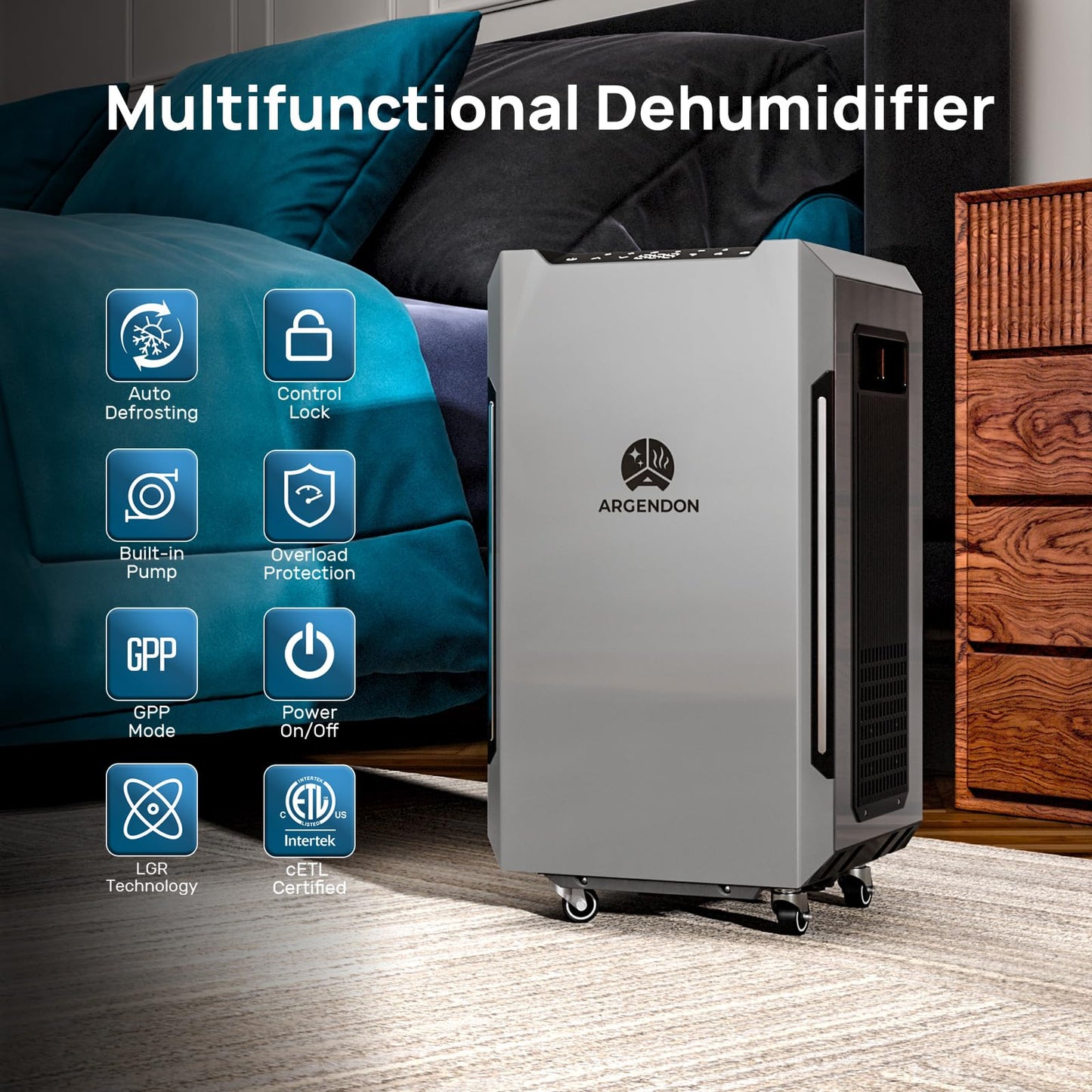 ARGENDON 70 PPD Energy Star Dehumidifier for Basement, Commercial Dehumidifier with Pump and Drain Hose - High-Capacity Moisture and Humidity Control for Homes, Industrial Use, and Large Space