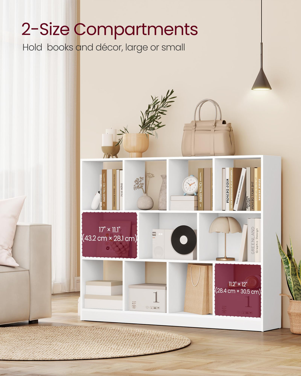 VASAGLE Custos Collection - Bookshelf, 3-Tier Bookcase, Book Shelf, Open Storage Shelf, 9.4 x 49.6 x 39.4 Inches, for Living Room, Home Office, Dining Room, Cloud White ULBC454W01
