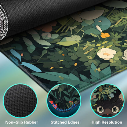 Abetcabe Gaming Mouse Pad, Large Mouse Mat XXL 35.4×15.7 inch, Cute Cat Extended Mousepad with Non-Slip Rubber Water-Resistant surface for PC, Laptop, Mouse and Keyboard
