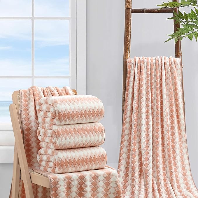 4 Piece Extra Large Bath Towel Set Oversized Bath Sheet 35"x70" Bathroom Towel
