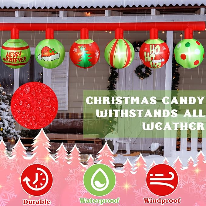 Retisee 14.5ft Long Christmas Green Inflatable Outdoor Decoration Christmas Light up Inflatable Decoration Blow up Hanging with Built in LED Lights for Xmas Party Lawn Yard Outdoor Indoor Supplies