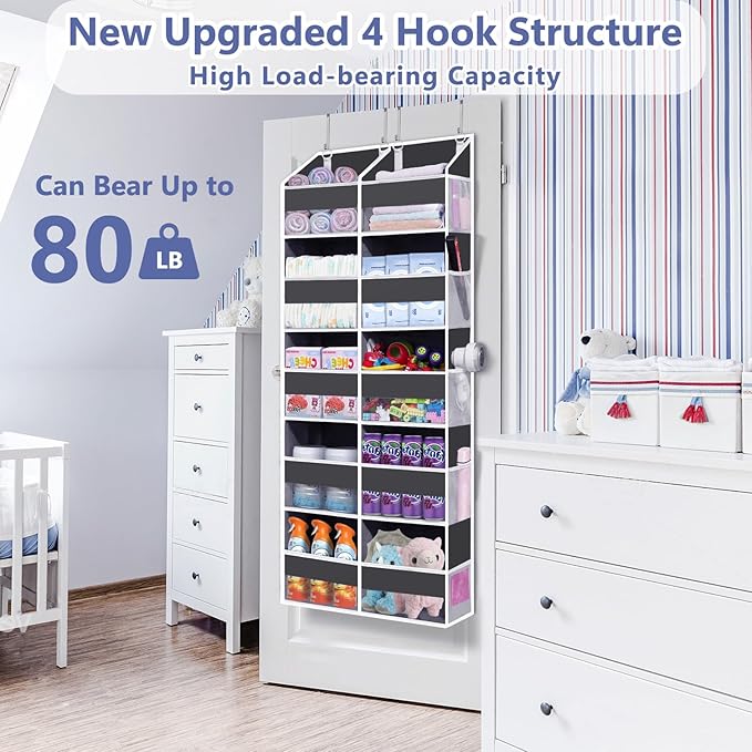 Heavy Duty Over The Door Organizer 5 Tiers, Extra Large Behind Door Storage of