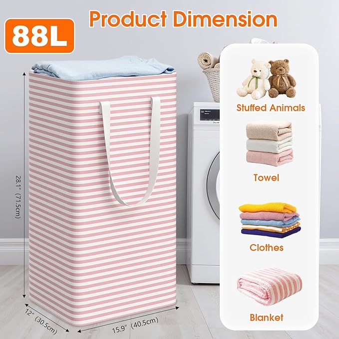3 Pack Large Laundry Basket, Waterproof & Freestanding Laundry Hamper,