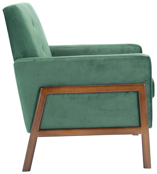 SAFAVIEH Home Collection Roald Velvet Sofa Accent Club Chair ACH6209B, Malachite Green/Antique Coffee