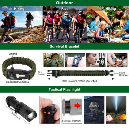 Gifts for Men Dad Christmas Husband Teenage Boy, Survival Kit 28 in 1, Survival Gear Tool Emergency Tactical Equipment Supplies Kits for Families Outdoors Camping Hiking Adventures