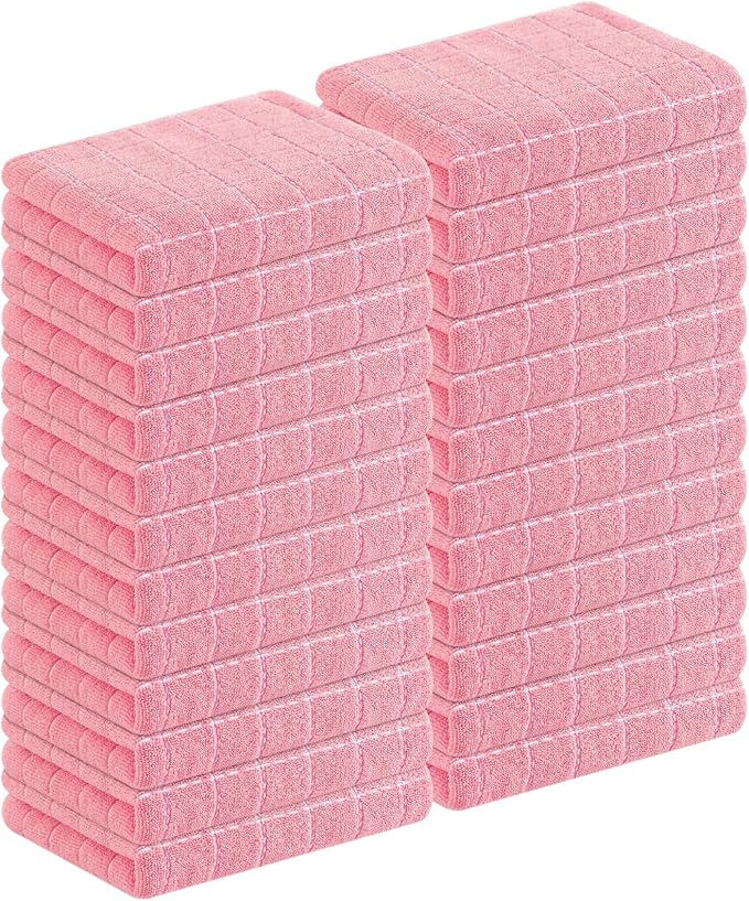 Homaxy 100% Cotton Terry Kitchen Towels, Checkered Designed, Soft and Super