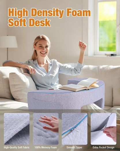 ASIEIT Extra Large Reading Pillow for Game, Ergonomic Laptop Pillow for Adults, Memory Foam Lap Desk Gaming Pillow for Reading, Working, Switch Gaming, Crocheting or Sitting in Bed, Floor Sofa