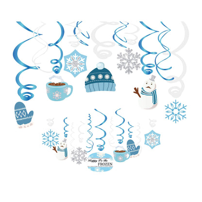 Christmas Snowman,Snowflake,Winter,Snow Hanging Swirl Decorations for Festival,Party,Together,Celling,Classroom,Home,Office,Bedroom(30Ct)