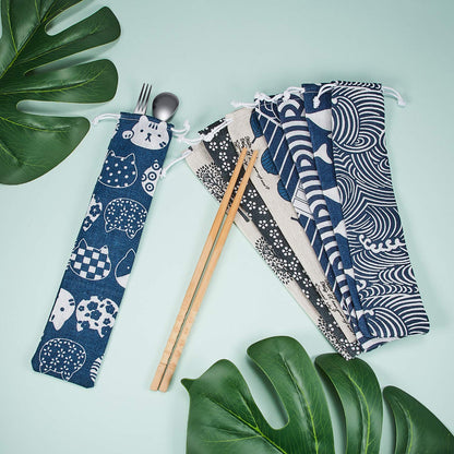 Outus 20 Pieces Straw Carrying Case Chopstick Case, Reusable Utensil Pouch Portable Travel Canvas Bag for Straws, Knife, Fork, Spoon, Chopsticks